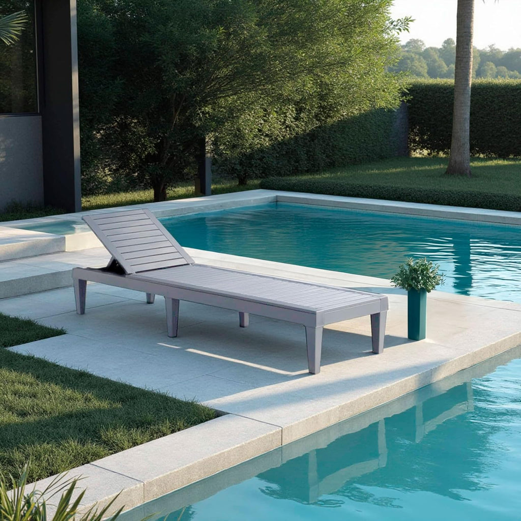 Chaises de patio - Ensemble de 2 chaises longues noires pour l'extérieur, chaise longue de jardin légère