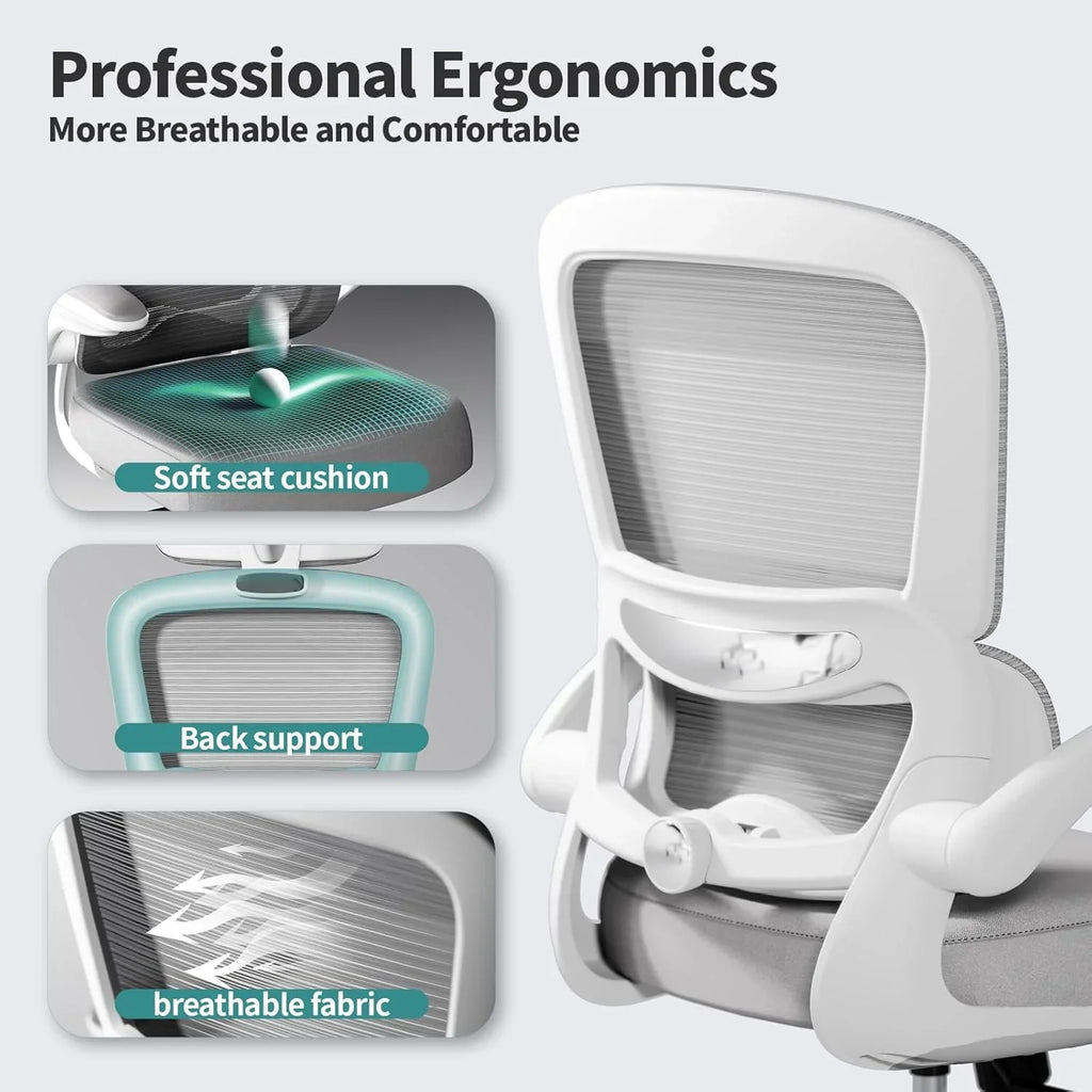 Chaise de bureau ergonomique TRALT, capacité de 150 kg, en maille, avec roulettes