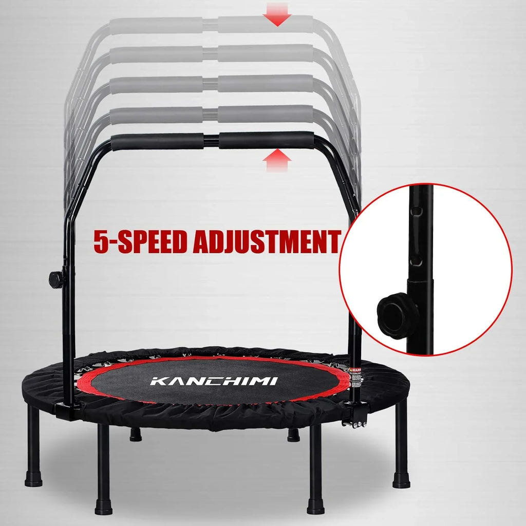 Kanchimi Mini Trampoline d'entraînement pliable de 40" à 48" avec poignée, charge maximale de 330 lb