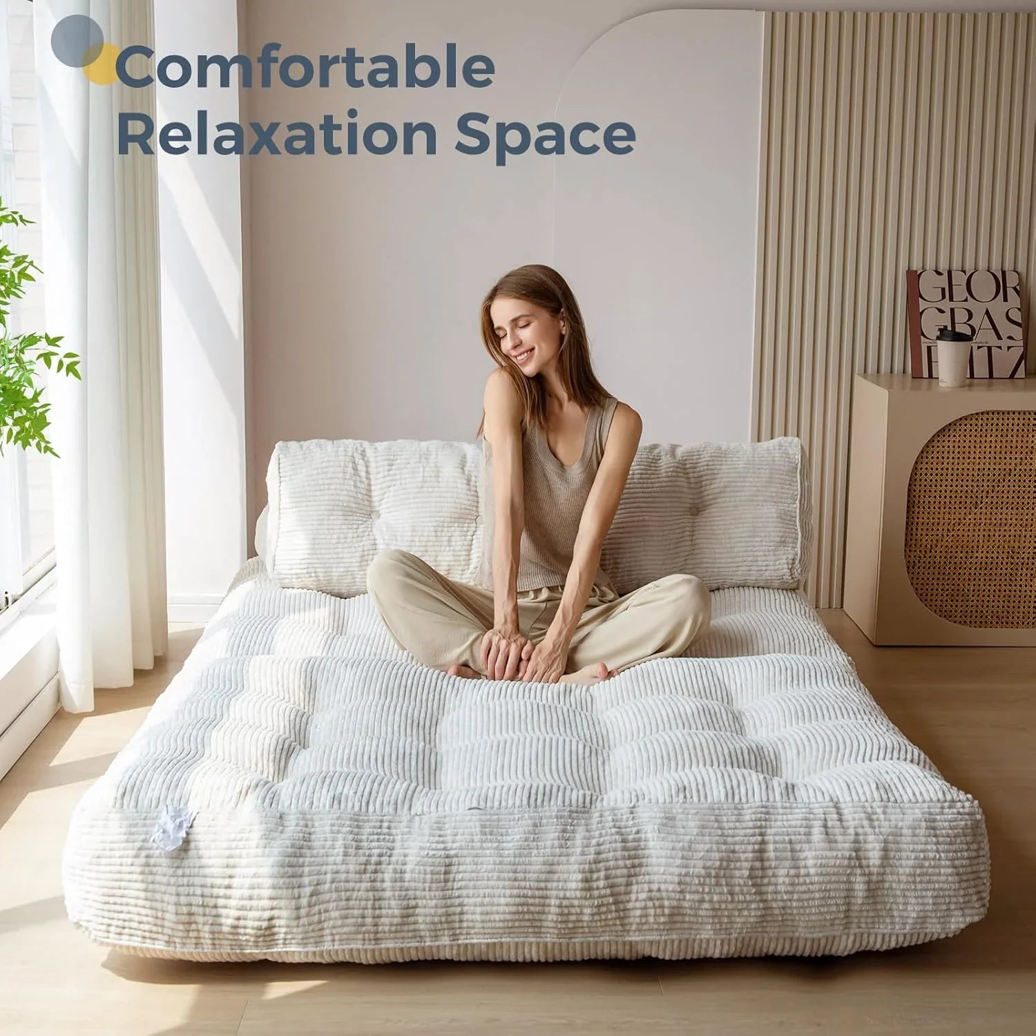 Canapé-lit pliant MAXYOYO, fauteuil convertible avec oreiller, matelas pliable avec support dorsal, fauteuil-lit pliant portable