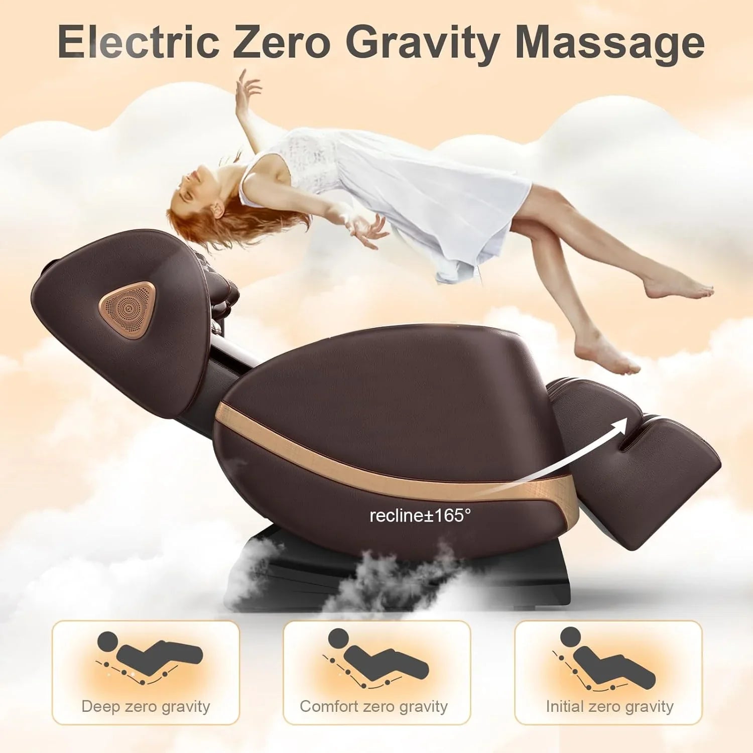 Fauteuil de massage complet, fauteuil de massage à gravité zéro avec 10 rouleaux fixes, chauffage, massage des pieds