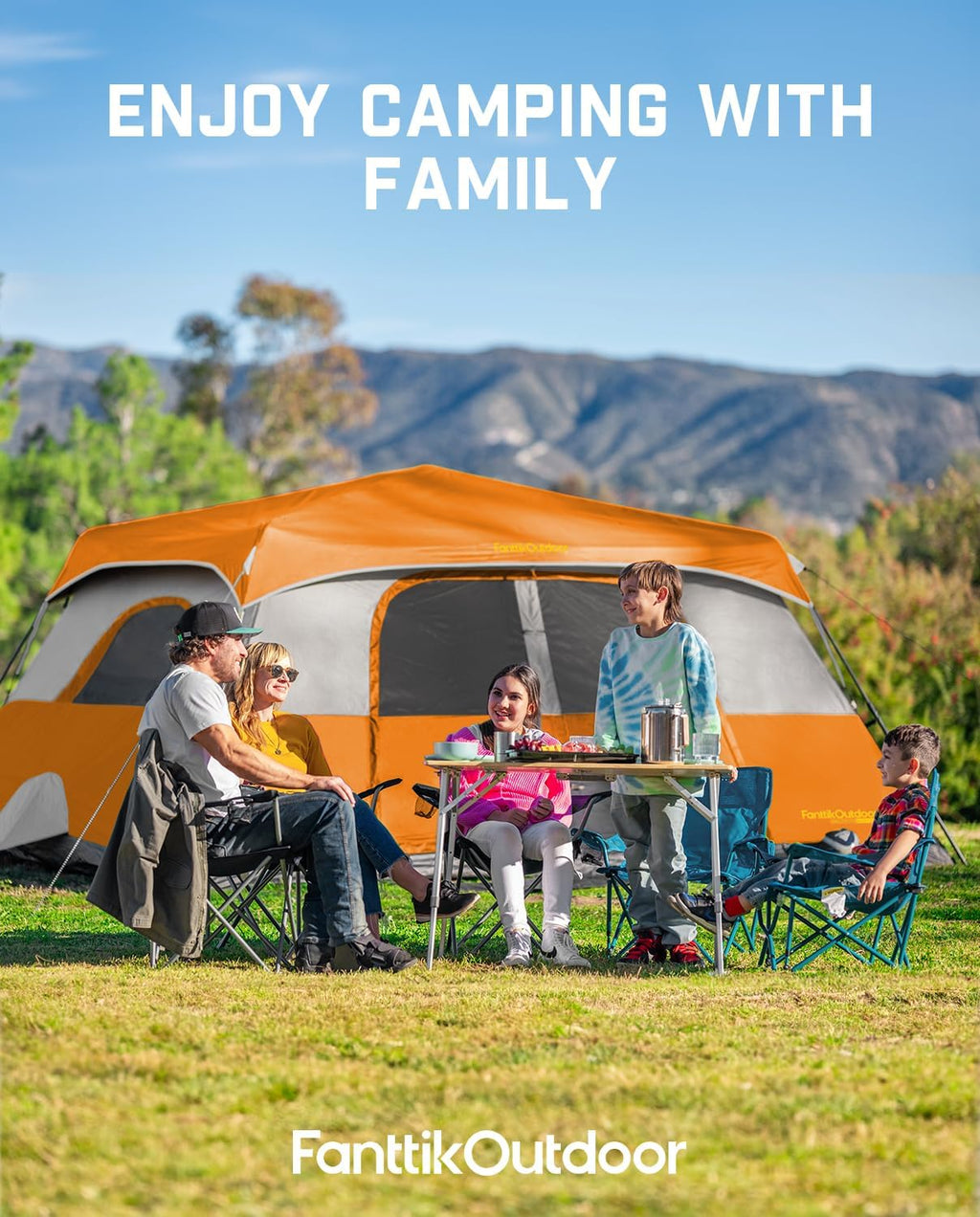 Tente de camping portable pour 4/6/8/10 personnes avec cabine instantanée et résistante à la pluie et au vent