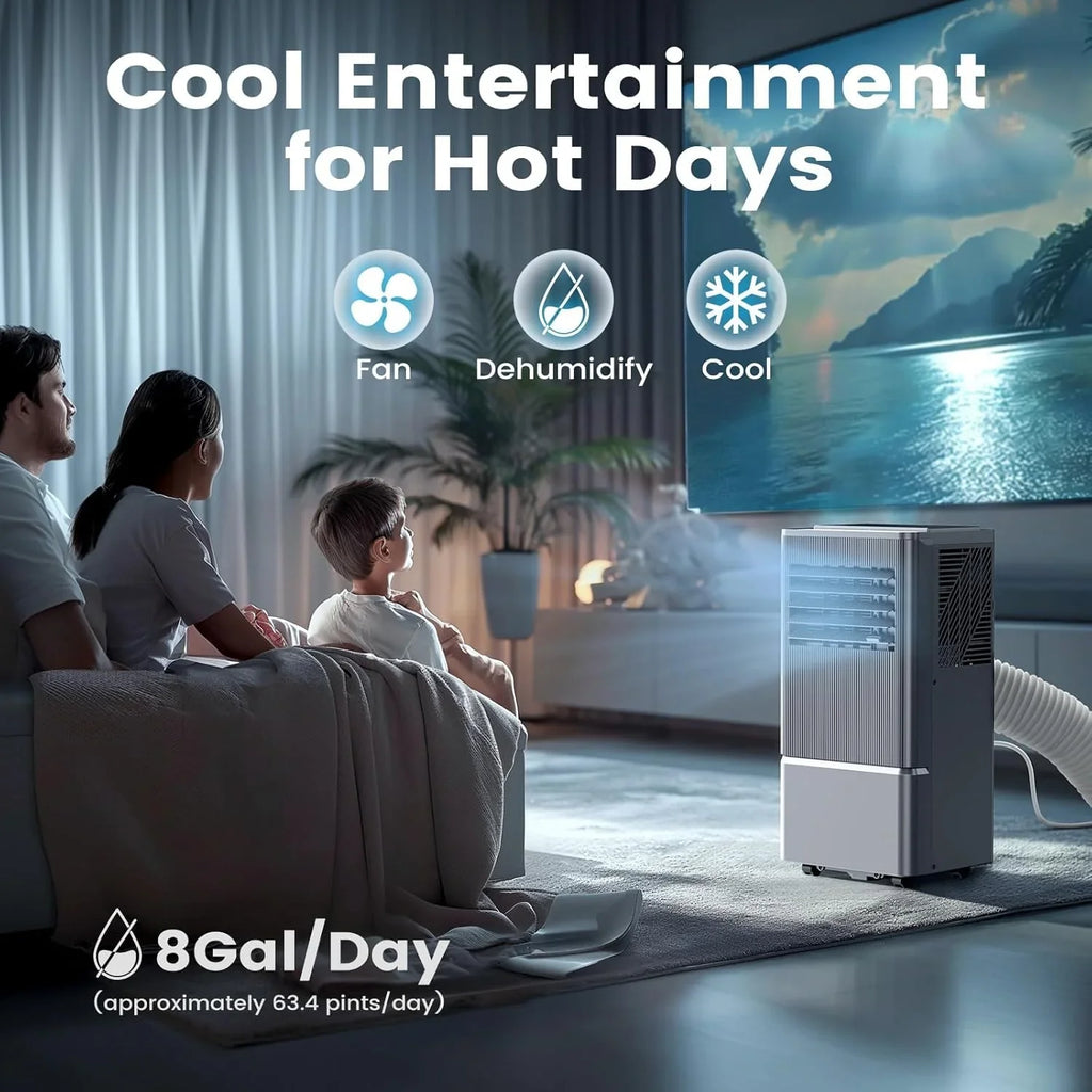 Climatiseur portatif Air Choice, 10 000 BTU, pour pièce jusqu'à 450 pi², télécommande, minuterie 24 h, modes déshumidificateur et ventilateur.