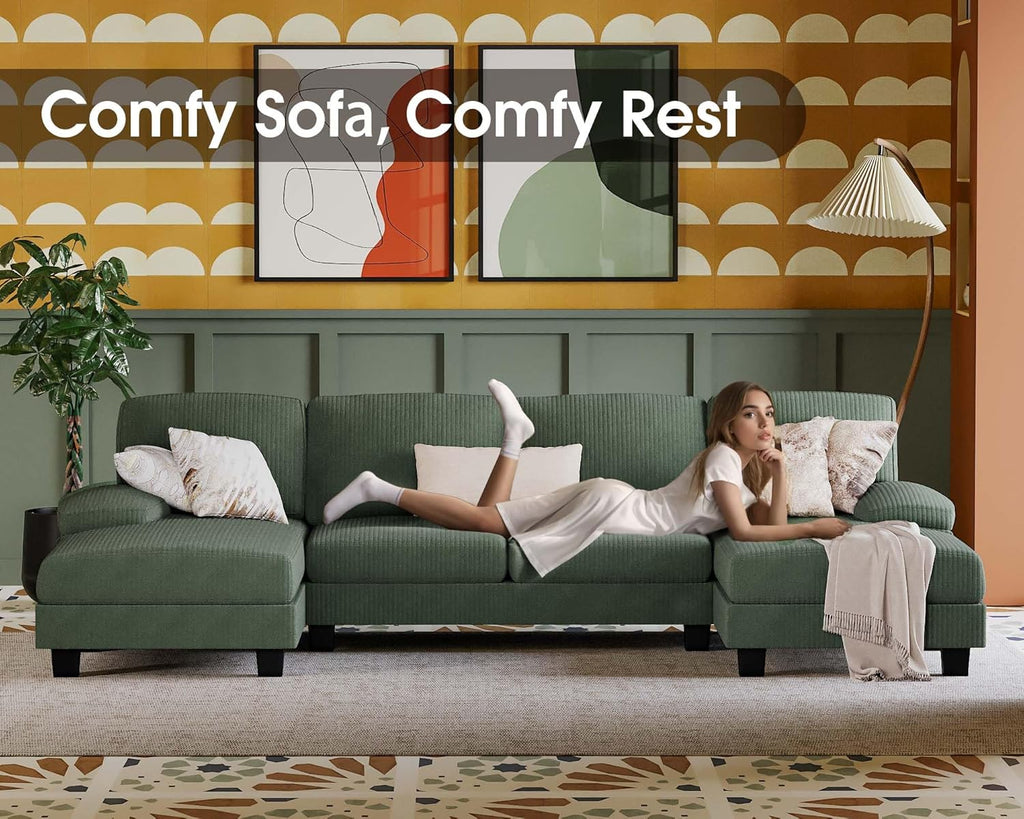 Canapé sectionnel de salon Furmax, canapé en U en lin