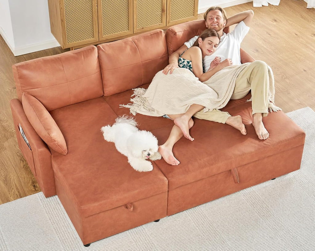 Canapé-lit VanAcc, canapé-lit avec méridienne de rangement - Canapé-lit 2 en 1 pour salon, canapé-lit confortable