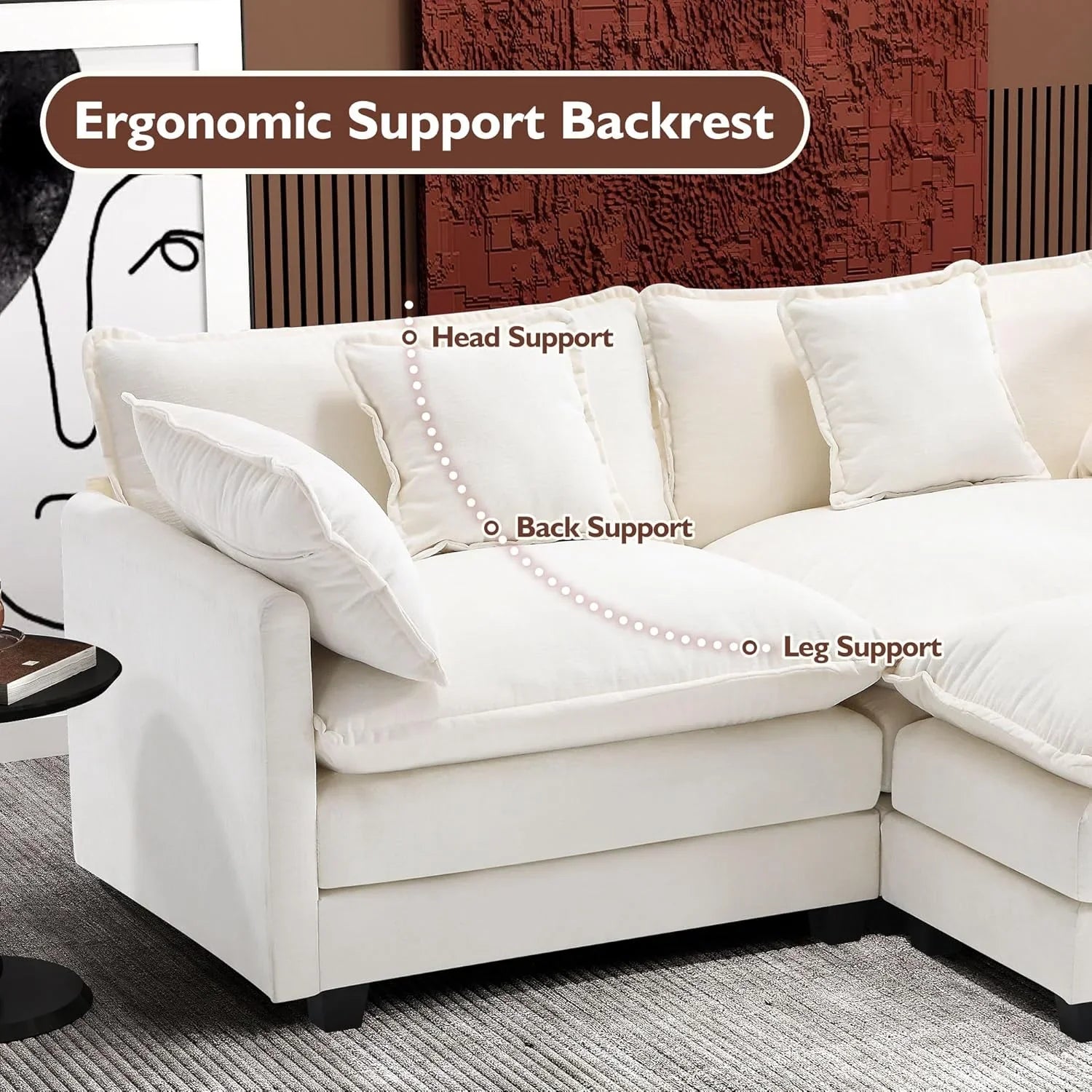 Canapé modulaire moderne en forme de U de 146 pouces d'ihanherry