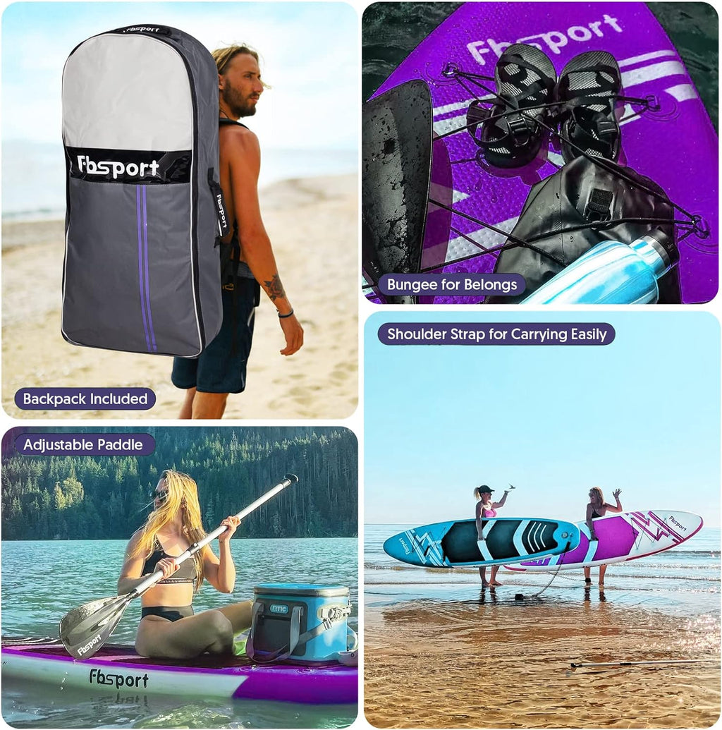 Planche de stand up paddle FBSPORT Premium 11', planche de yoga, contrôle du surf, pont antidérapant, attache, pagaie et pompe