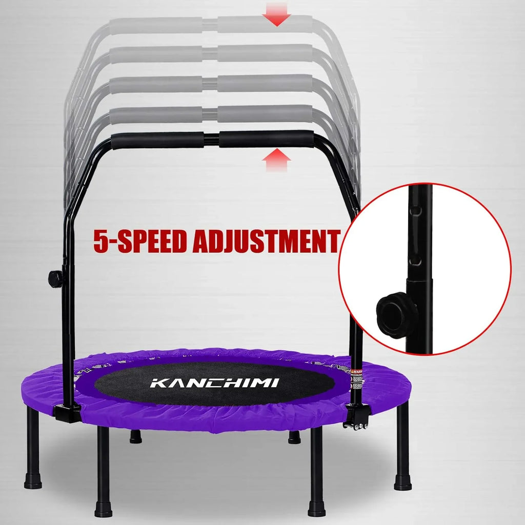 Kanchimi Mini Trampoline d'entraînement pliable de 40" à 48" avec poignée, charge maximale de 330 lb