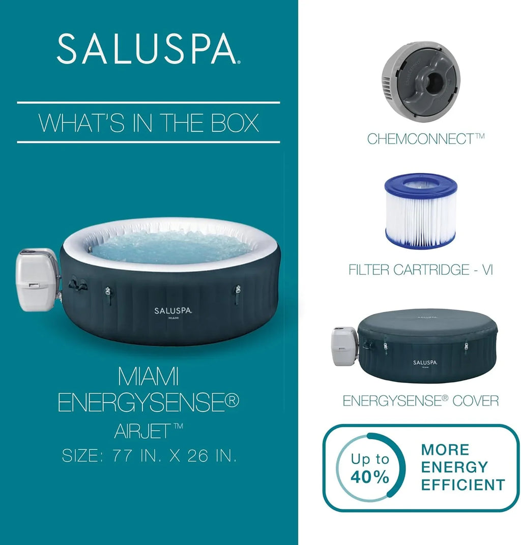 Spa gonflable rond SaluSpa Aruba AirJet, grand format, pour 2 à 3 personnes, portable, pour l'extérieur