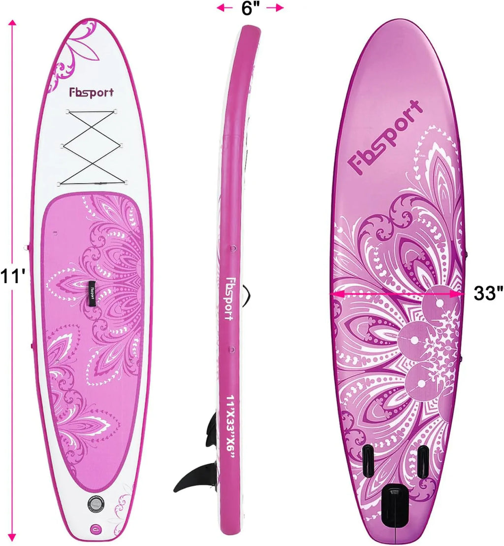 Planche de stand up paddle FBSPORT Premium 11', planche de yoga, contrôle du surf, pont antidérapant, attache, pagaie et pompe