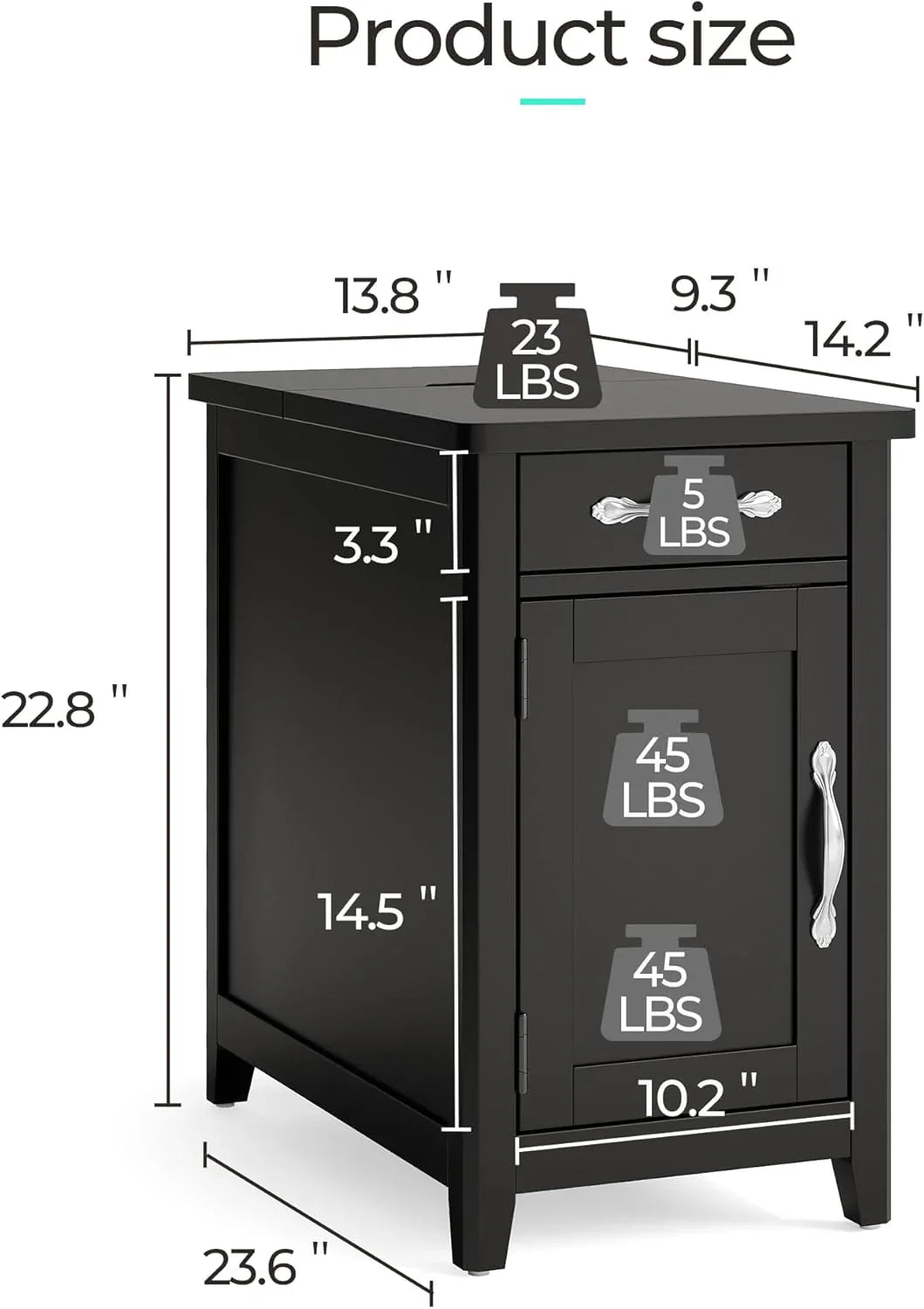 Table d'appoint de ferme Table d'appoint étroite Petite table de chevet