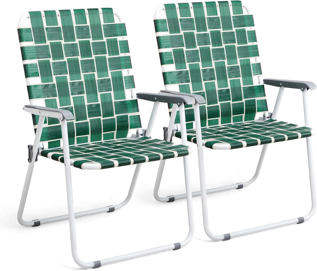 Lot de 2 chaises pliantes en toile pour patio VINGLI, chaise de plage portable pour extérieur, chaise de camping