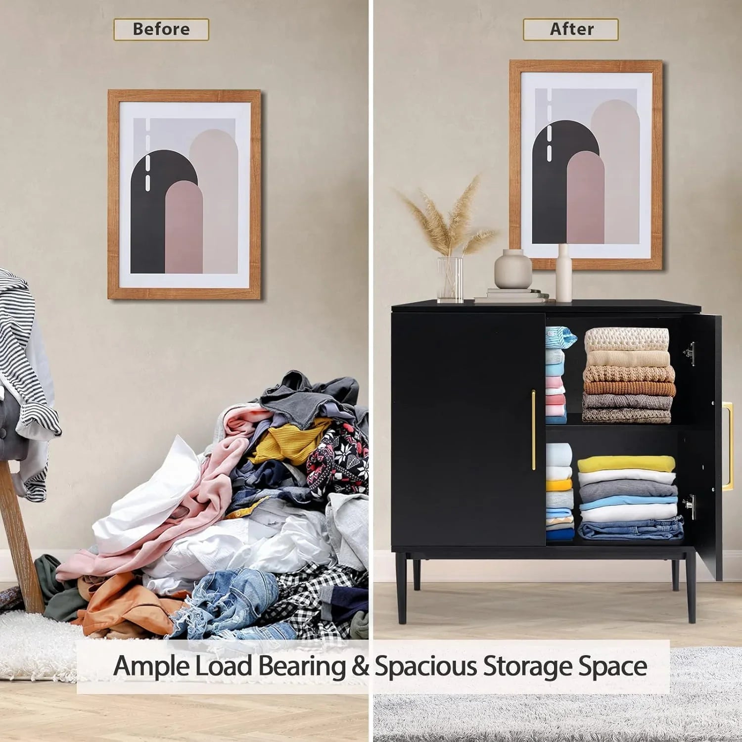 Meuble indépendant en bois noir pour salon, chambre, salle à manger et couloir