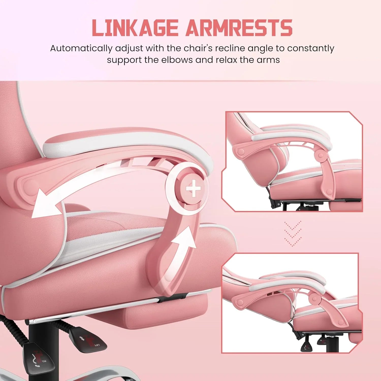 Chaise de jeu avec support lombaire massant et repose-pieds en hauteur Chaise de jeu de bureau