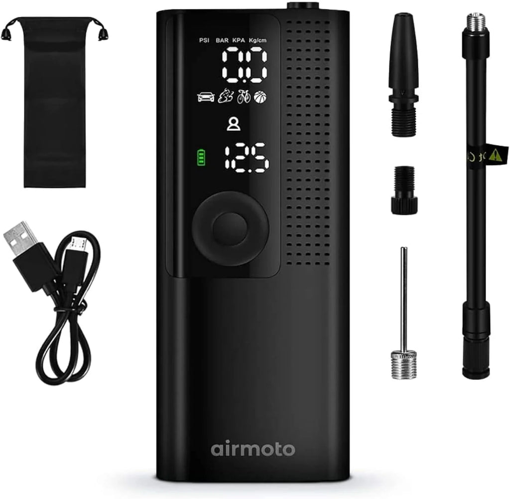 Offre groupée Power Kit - Pack de 2 - Compresseur d'air portable pour pneus avec kit d'alimentation pour recharge à domicile et en déplacement - Pompe à air sans fil pour pneus de voiture, motos et vélos