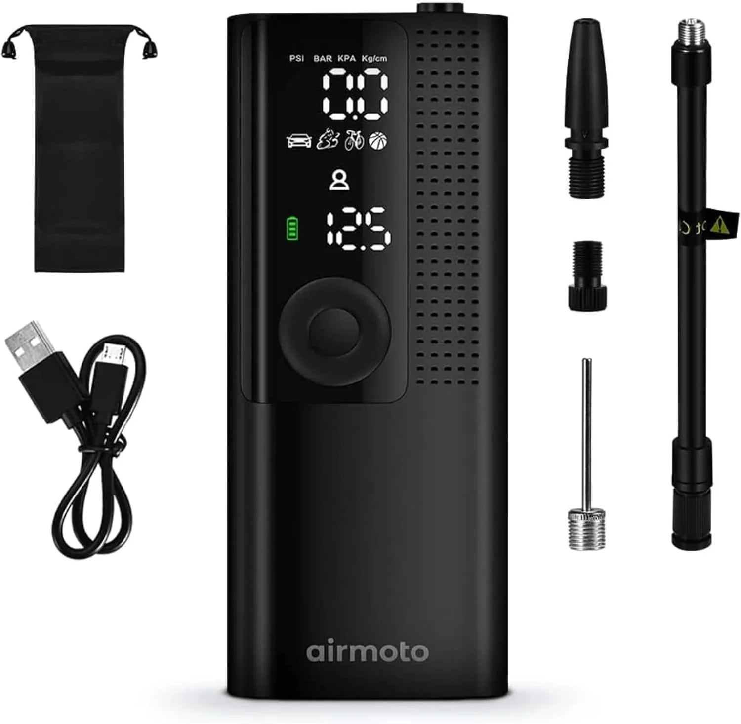 Offre groupée Power Kit - Pack de 2 - Compresseur d'air portable pour pneus avec kit d'alimentation pour recharge à domicile et en déplacement - Pompe à air sans fil pour pneus de voiture, motos et vélos