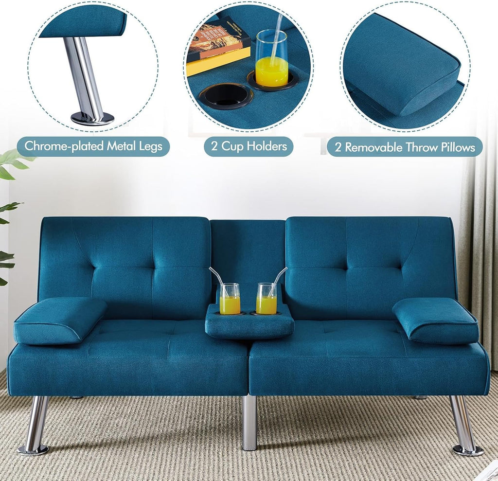 Canapé-lit convertible moderne en similicuir pour la maison, inclinable, double, pliable, pour invités