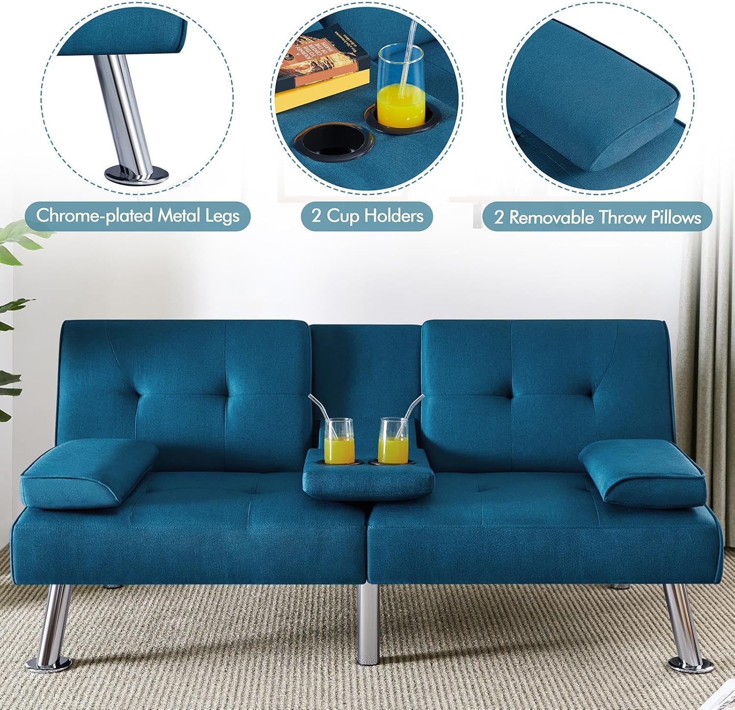 Canapé-lit convertible moderne en similicuir pour la maison, inclinable, double, pliable, pour invités