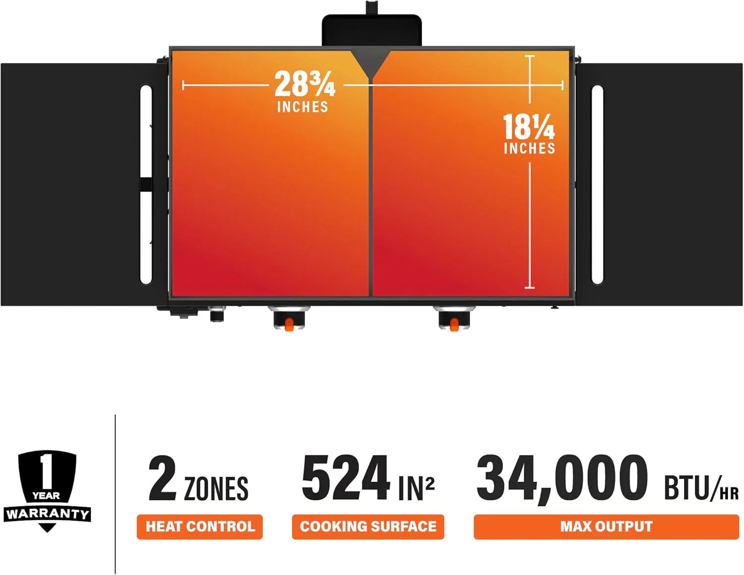 Plaque de cuisson Blackstone 1883 Original 28 pouces avec hotte intégrée et étagères latérales à hauteur de comptoir