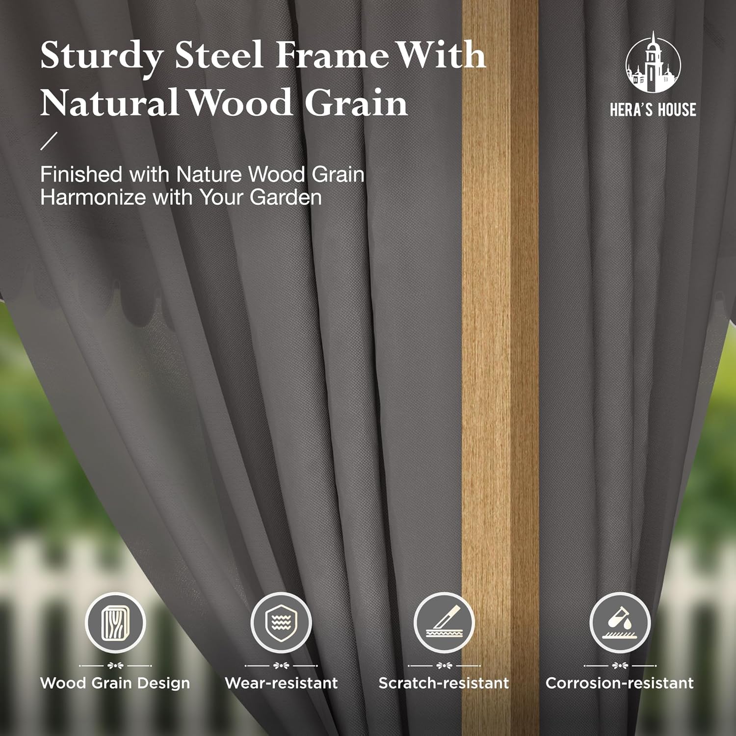 Gazebo 10 x 13, gazebo extérieur abrité, tente à auvent en métal robuste avec double toit et moustiquaire