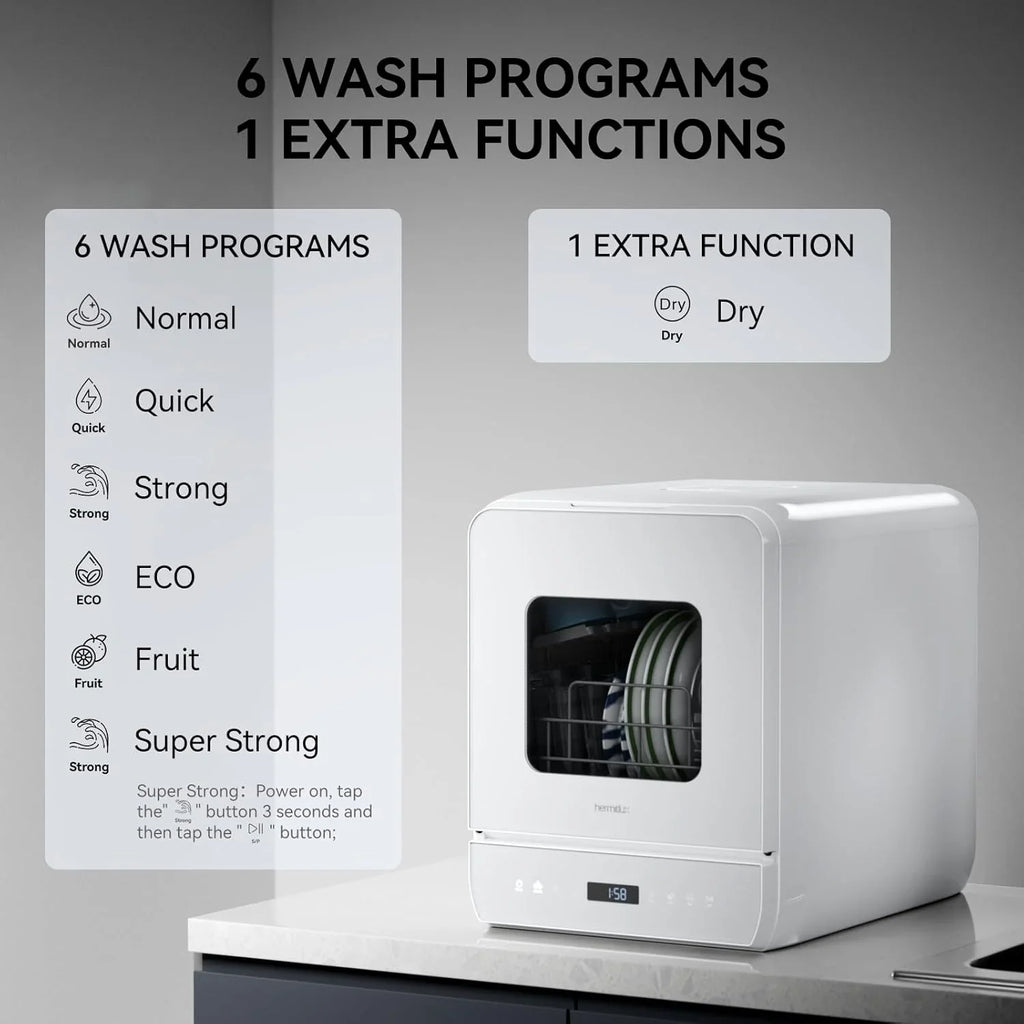 Lave-vaisselle de table Hermitlux, 7 programmes de lavage, mini lave-vaisselle portable