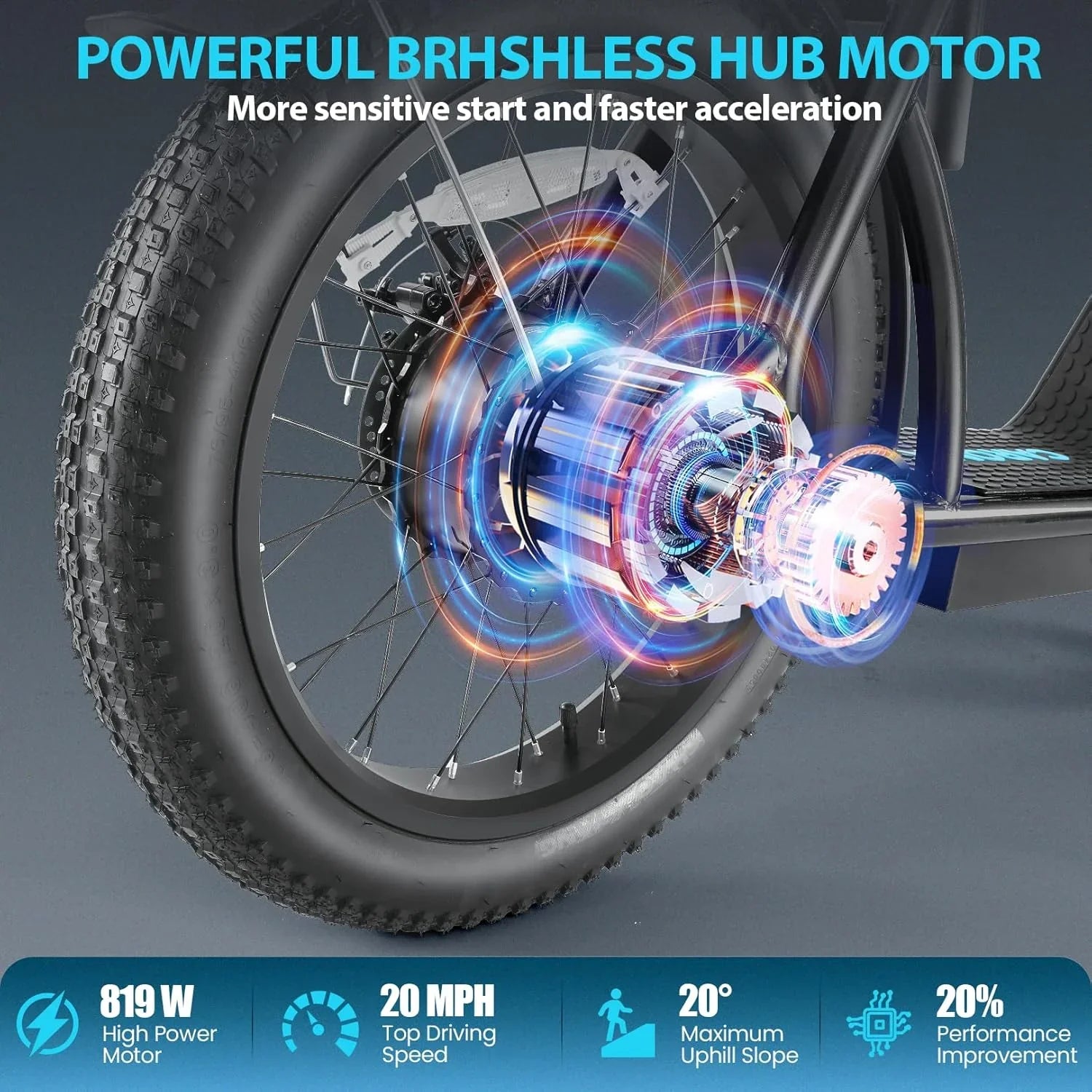 Trottinette électrique pliable Caroma Peak 800 W pour adulte avec pneus de 20 pouces de large, batterie 48 V, panier et siège réglable.