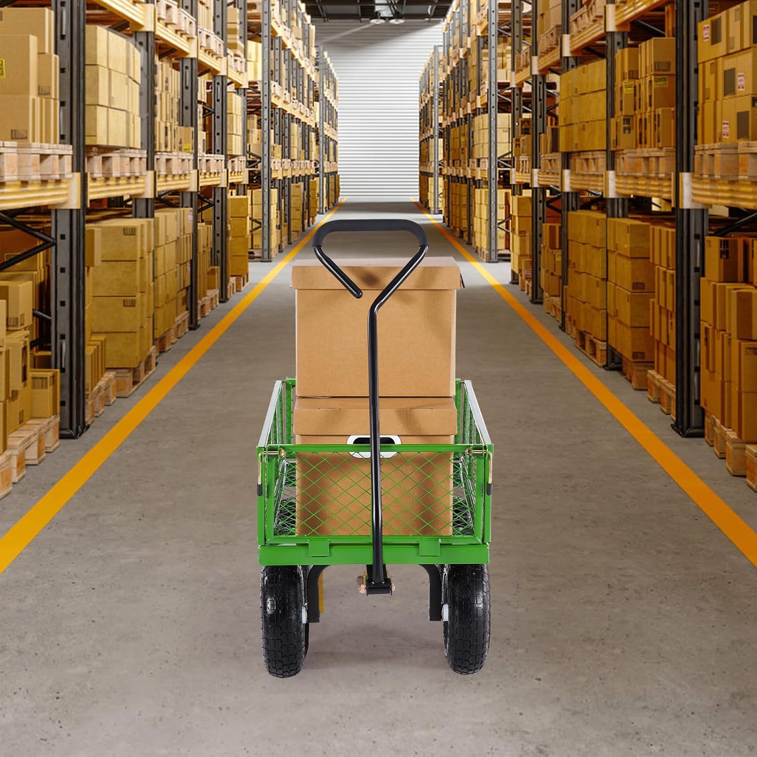 VEVOR chariot de transport de jardin véhicule utilitaire de remorque en métal extérieur robuste