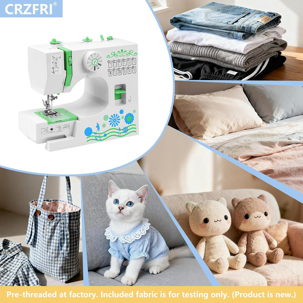 Mini machine à coudre pour débutant avec kit de couture CRZFRI Machine à coudre portable pour bricolage à domicile