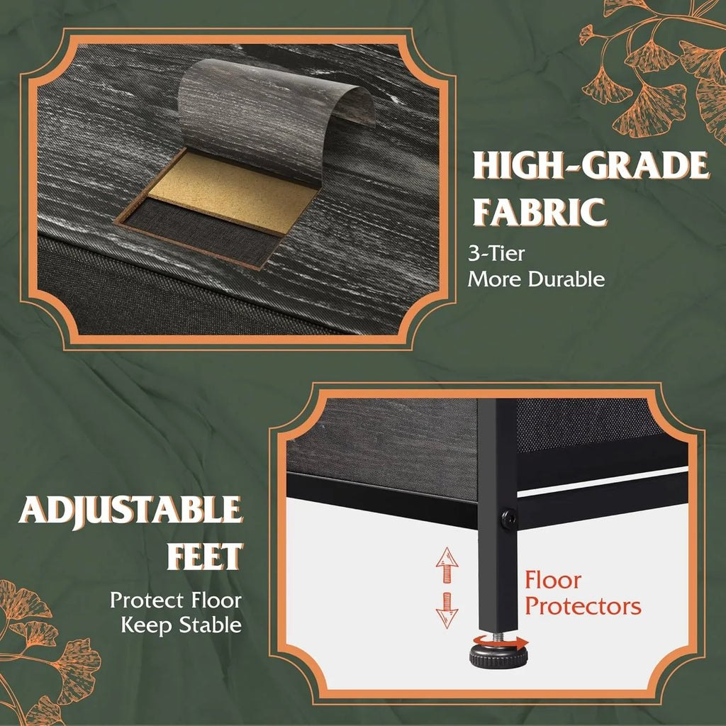 Unité de rangement avec 11 bacs en tissu, tiroirs de rangement avec cadre en acier, grande tour de rangement