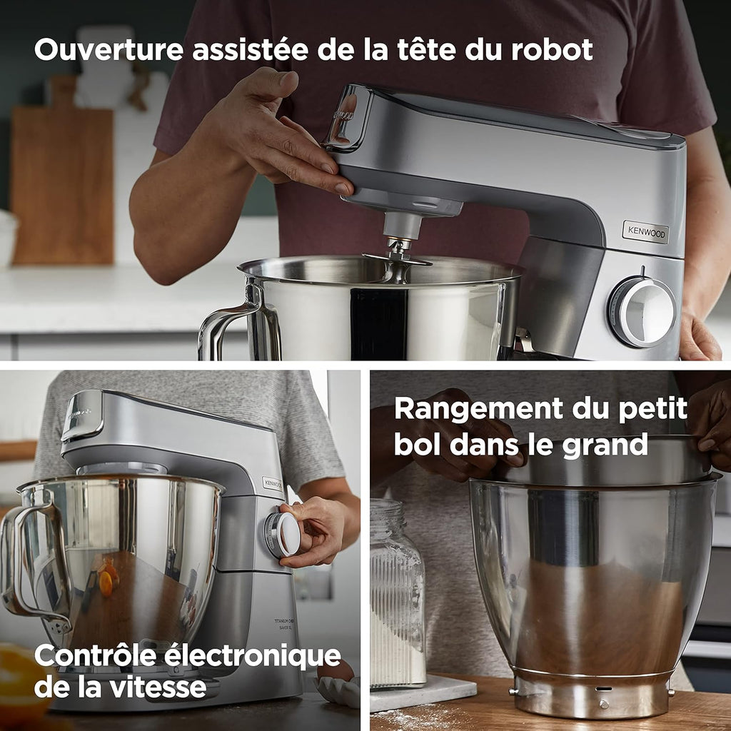 Kenwood Titanium Chef Baker KVC85.004SI Robot à pâtisserie comprenant un ensemble de 3 pâtisseries