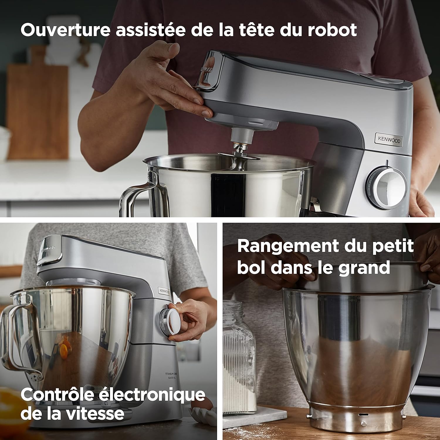 Kenwood Titanium Chef Baker KVC85.004SI Robot à pâtisserie comprenant un ensemble de 3 pâtisseries