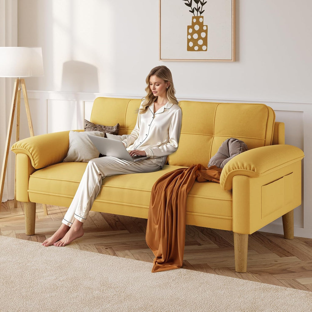 Xbro 2-zitsbank - Kleine 2-zitsbank met armleuningen en zijvak, moderne bank voor woonkamer, appartement, kantoor, eenvoudig te monteren, 144 x 77 x 77 cm, donkergrijs 