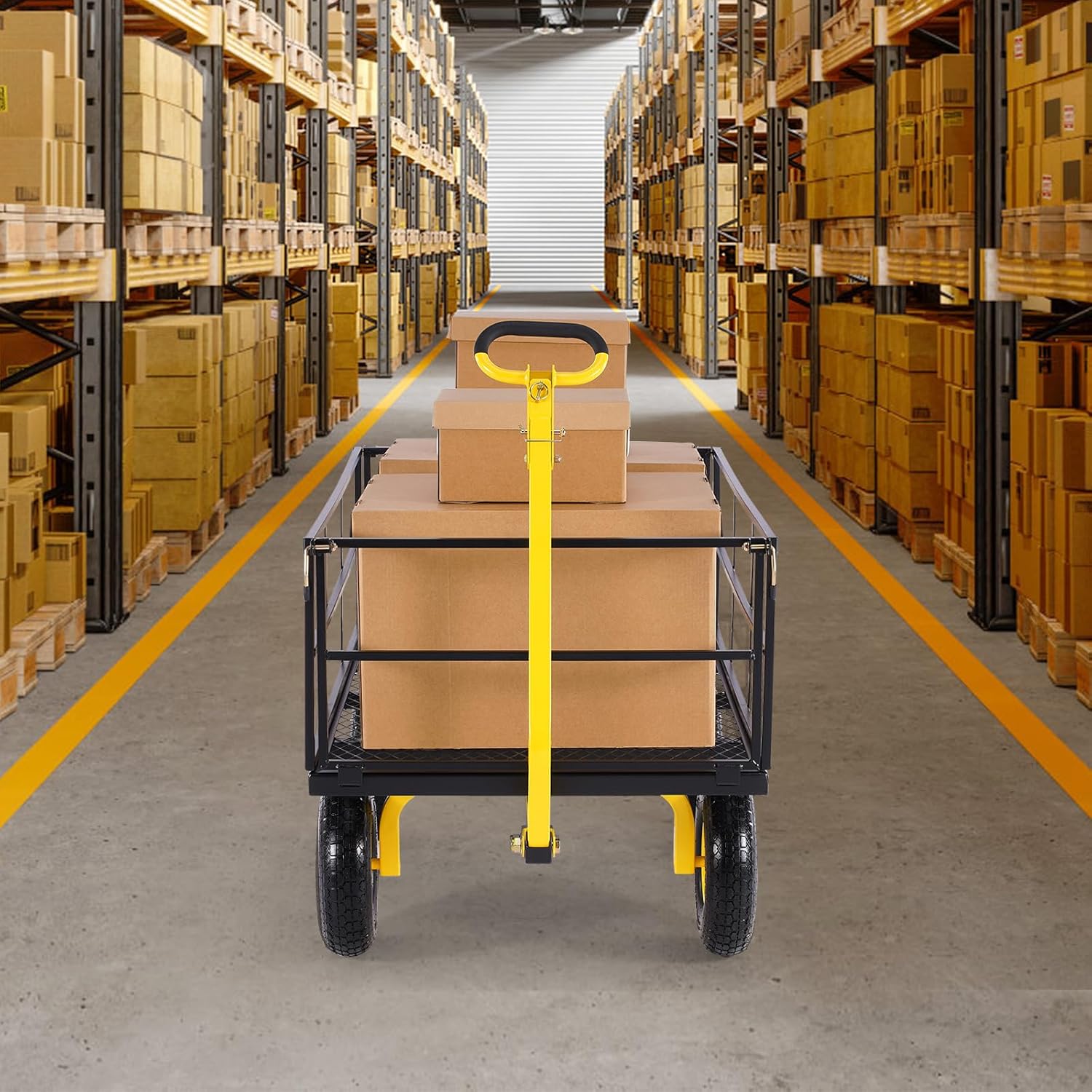 VEVOR chariot de transport de jardin véhicule utilitaire de remorque en métal extérieur robuste