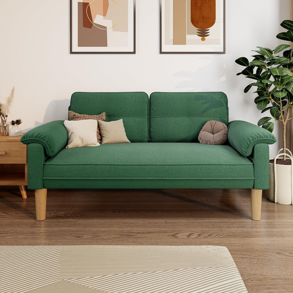 Xbro 2-zitsbank - Kleine 2-zitsbank met armleuningen en zijvak, moderne bank voor woonkamer, appartement, kantoor, eenvoudig te monteren, 144 x 77 x 77 cm, donkergrijs 