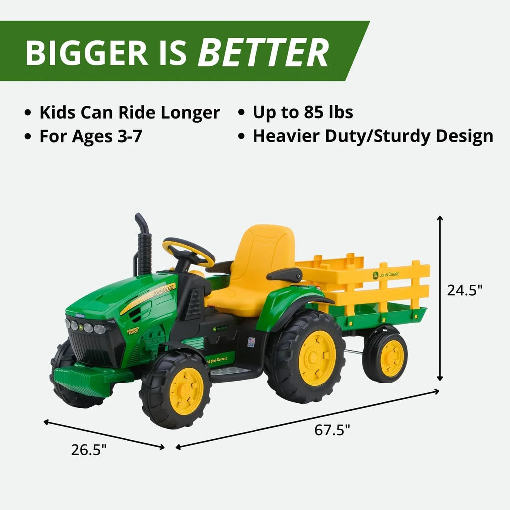 Tracteur Peg Perego John Deere Ground Force avec remorque 12 volts