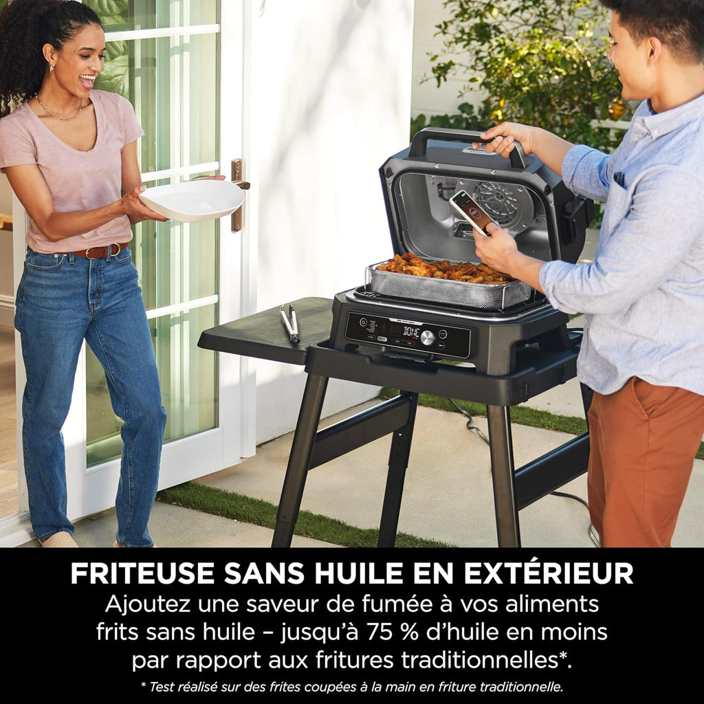Gril électrique Ninja Woodfire, gril, fumoir et friteuse à air, gril extérieur 7-en-1