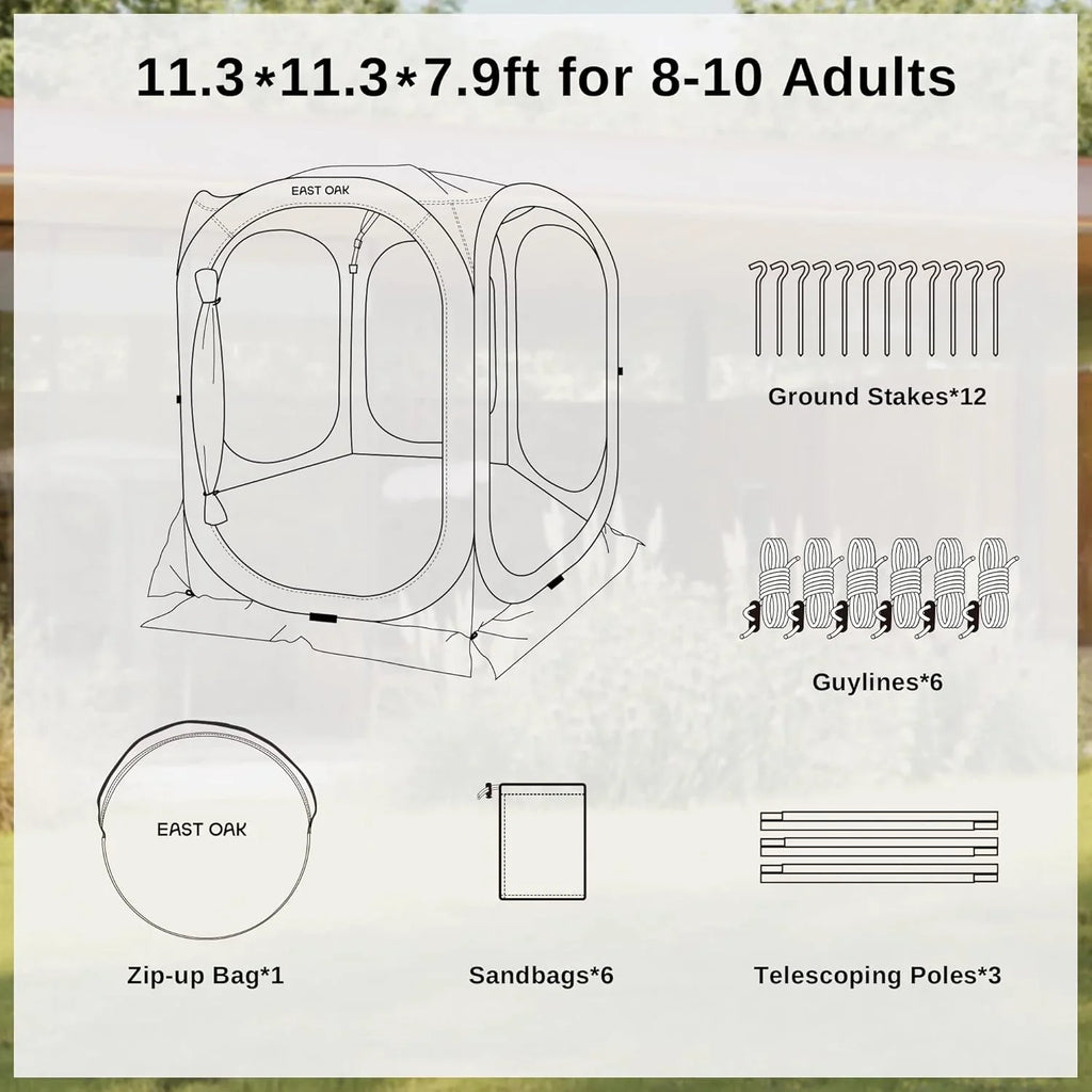 Tente moustiquaire EAST OAK, moustiquaire portable, 3 x 3 m, avec sac de transport