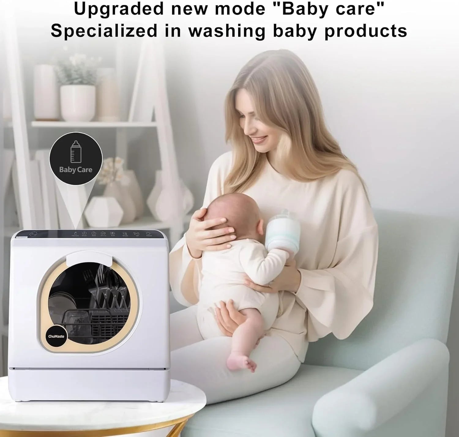 Mini lave-vaisselle de comptoir. Compact avec fonction séchage. Double bras gicleurs. Lave-vaisselle de comptoir portable.