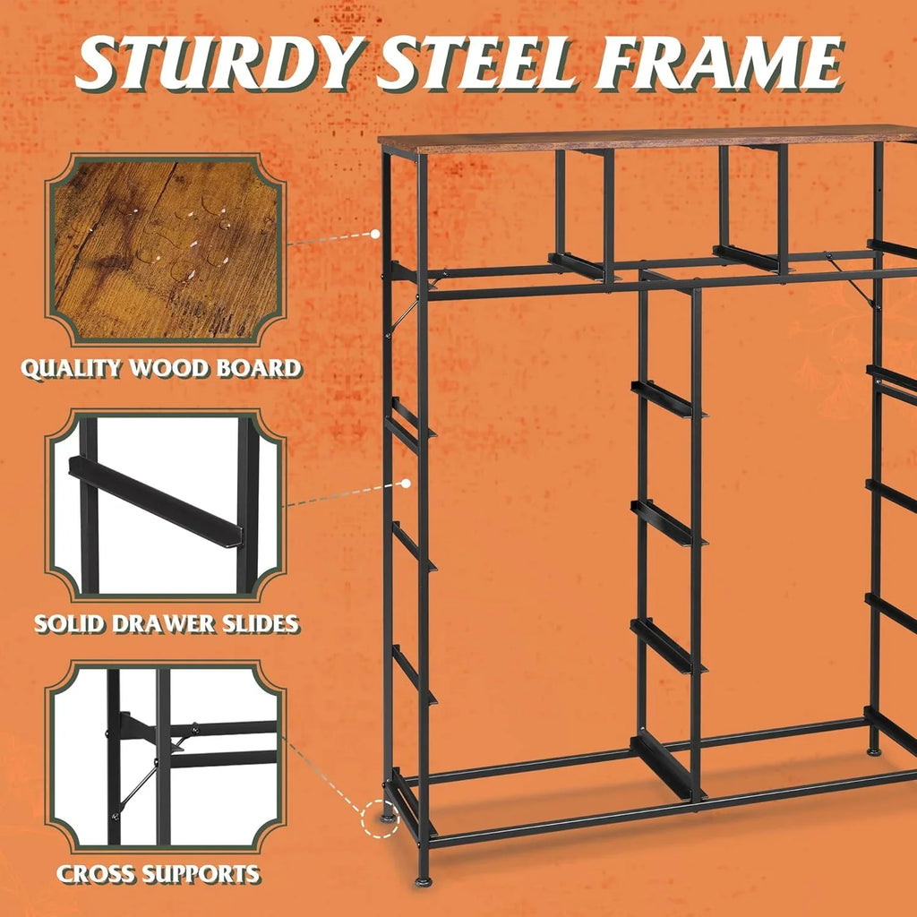 Unité de rangement avec 11 bacs en tissu, tiroirs de rangement avec cadre en acier, grande tour de rangement