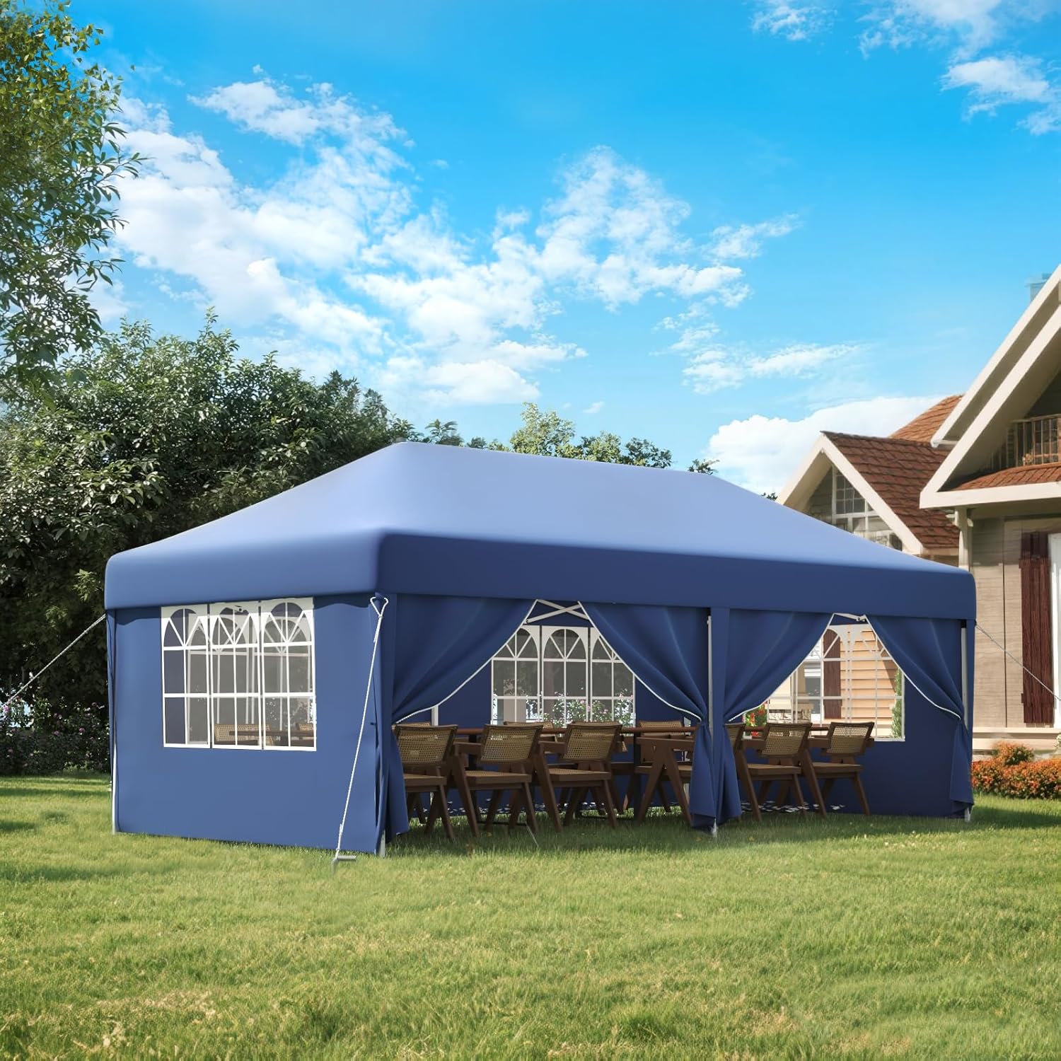 JUMMICO Waterdichte opvouwbare tuinpaviljoen, tuinpaviljoen voor buiten, in hoogte verstelbaar, Barnum UV50+, paviljoen voor kamperen, festivals, strand, tuinen 