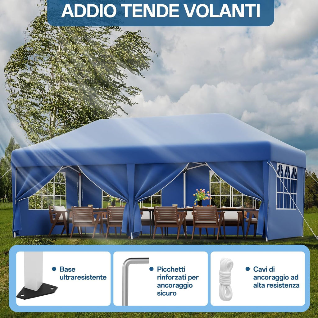 JUMMICO Waterdichte opvouwbare tuinpaviljoen, tuinpaviljoen voor buiten, in hoogte verstelbaar, Barnum UV50+, paviljoen voor kamperen, festivals, strand, tuinen 