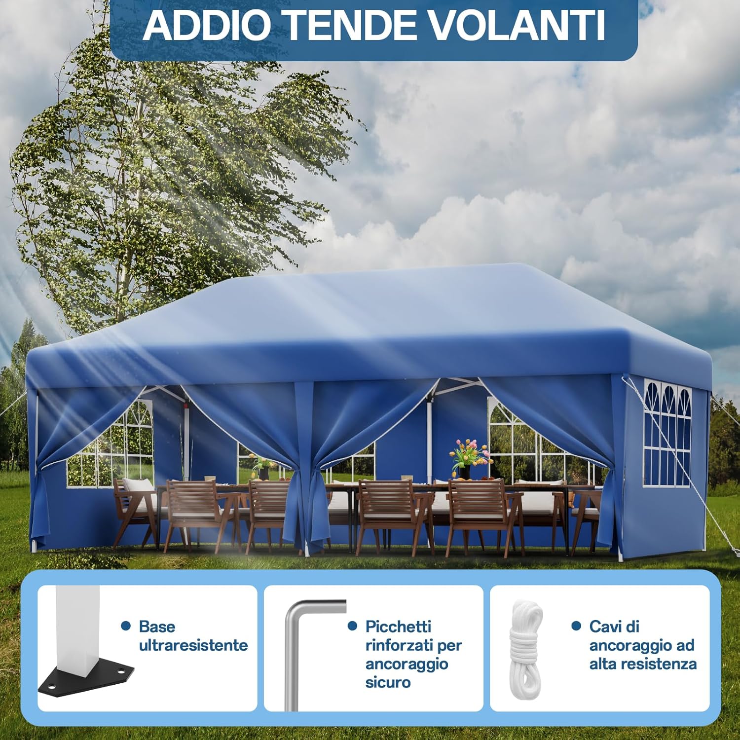 JUMMICO Waterdichte opvouwbare tuinpaviljoen, tuinpaviljoen voor buiten, in hoogte verstelbaar, Barnum UV50+, paviljoen voor kamperen, festivals, strand, tuinen 