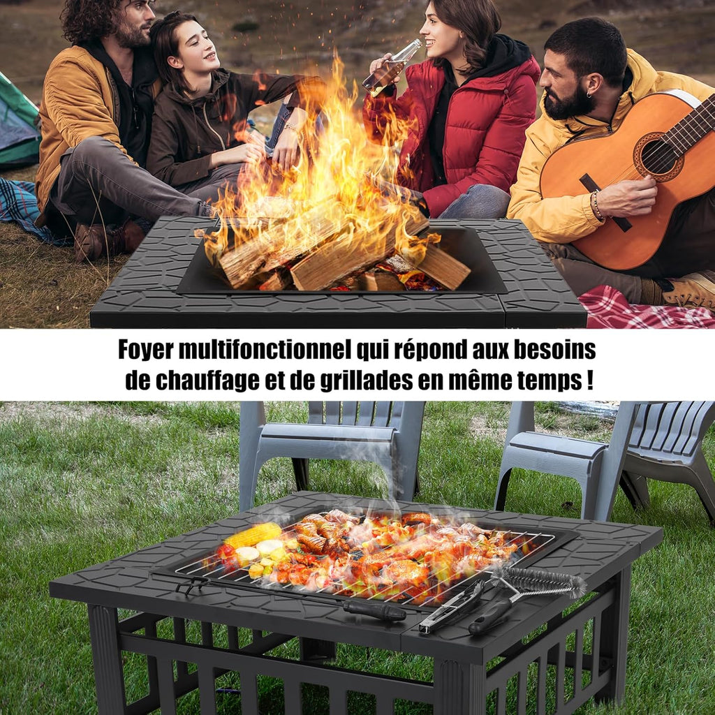 LIFERUN 81 cm barbecue foyer extérieur jardin foyer barbecue chauffage de terrasse avec grill