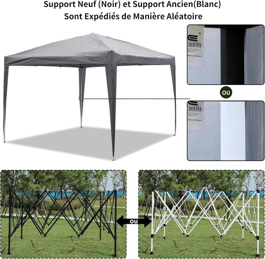 ISE opvouwbare partytent, 3x3 opvouwbare partytent met gordijnen, tuinpaviljoen, in hoogte verstelbare opvouwbare partytent, 3x3 tent, tuinpaviljoen met UV50+ bescherming, duurzame campingpartytenten 
