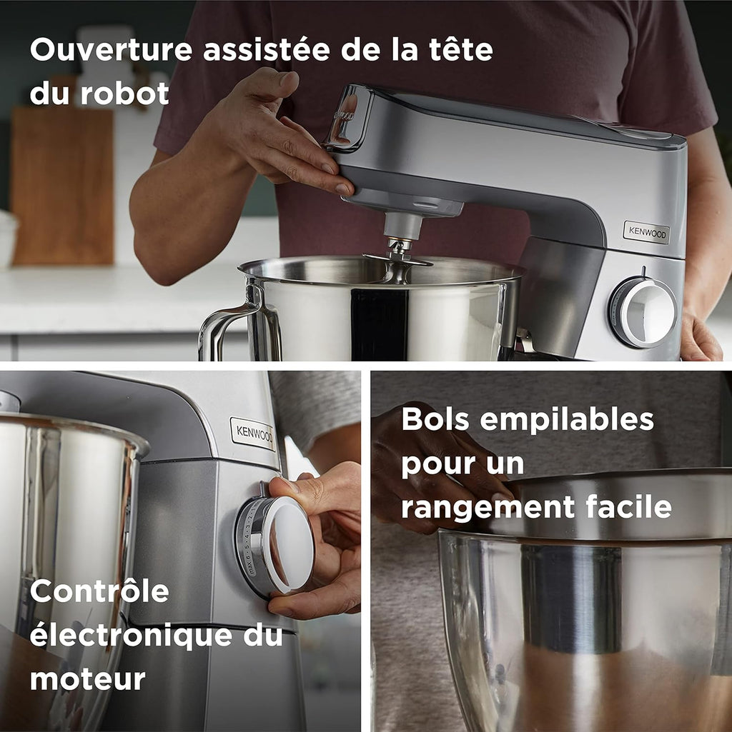 Kenwood Titanium Chef Baker KVC85.004SI Robot à pâtisserie comprenant un ensemble de 3 pâtisseries