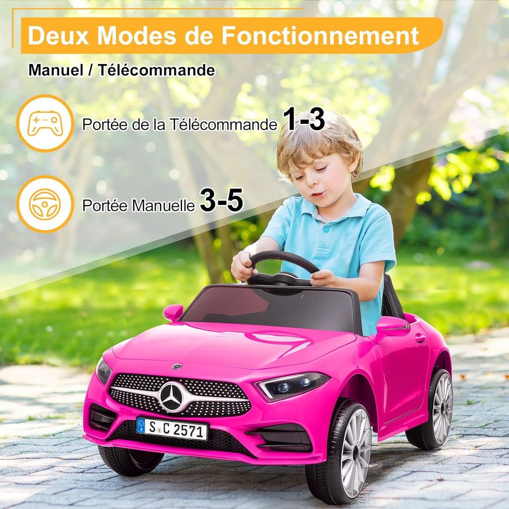 LALAHO Voitures électriques pour Enfants Mercedes Benz AMG avec Télécommande 2.4G, Véhicule électrique Enfant 2 Portes avec MP3 (Blanc)