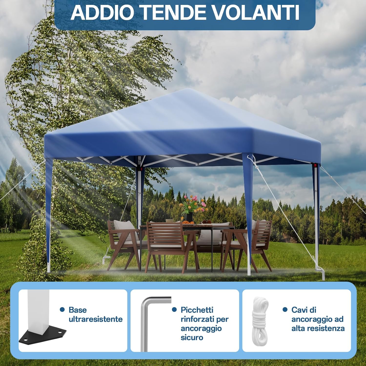 JUMMICO Waterdichte opvouwbare tuinpaviljoen, tuinpaviljoen voor buiten, in hoogte verstelbaar, Barnum UV50+, paviljoen voor kamperen, festivals, strand, tuinen 