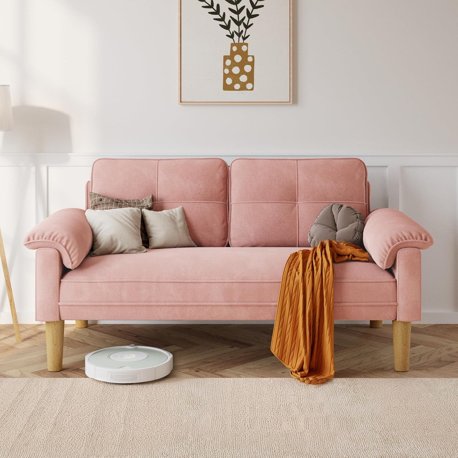 Xbro 2-zitsbank - Kleine 2-zitsbank met armleuningen en zijvak, moderne bank voor woonkamer, appartement, kantoor, eenvoudig te monteren, 144 x 77 x 77 cm, donkergrijs 