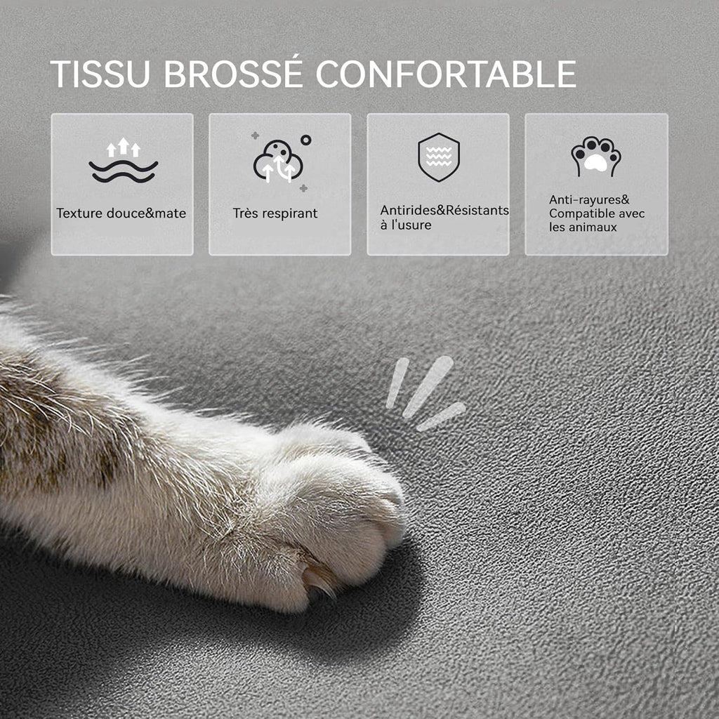 COMHOMA Slaapbank met slaapfunctie - Omvormbare futonhoes - Hoekbank - 3-zits gastenbank - met verstelbare stoffen rugleuning - Grijs 