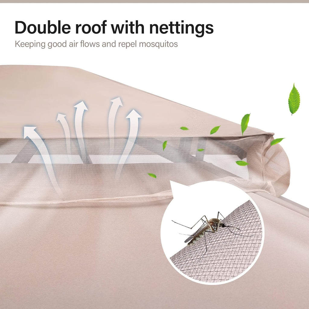 Tente pavillon d'extérieur améliorée à double toit, auvent imperméable UV50+ avec filet et crochets